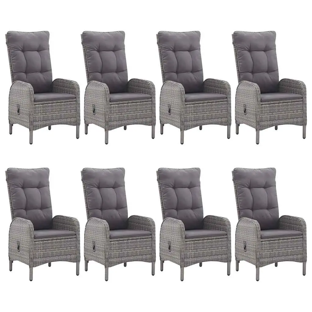 Garden Dining Set 9 Piece Outdoor Furniture Table Chairs Grey Rattan
