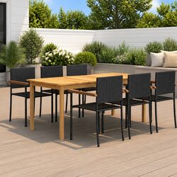 7-Piece Garden Dining Set: Solid Wood and Steel