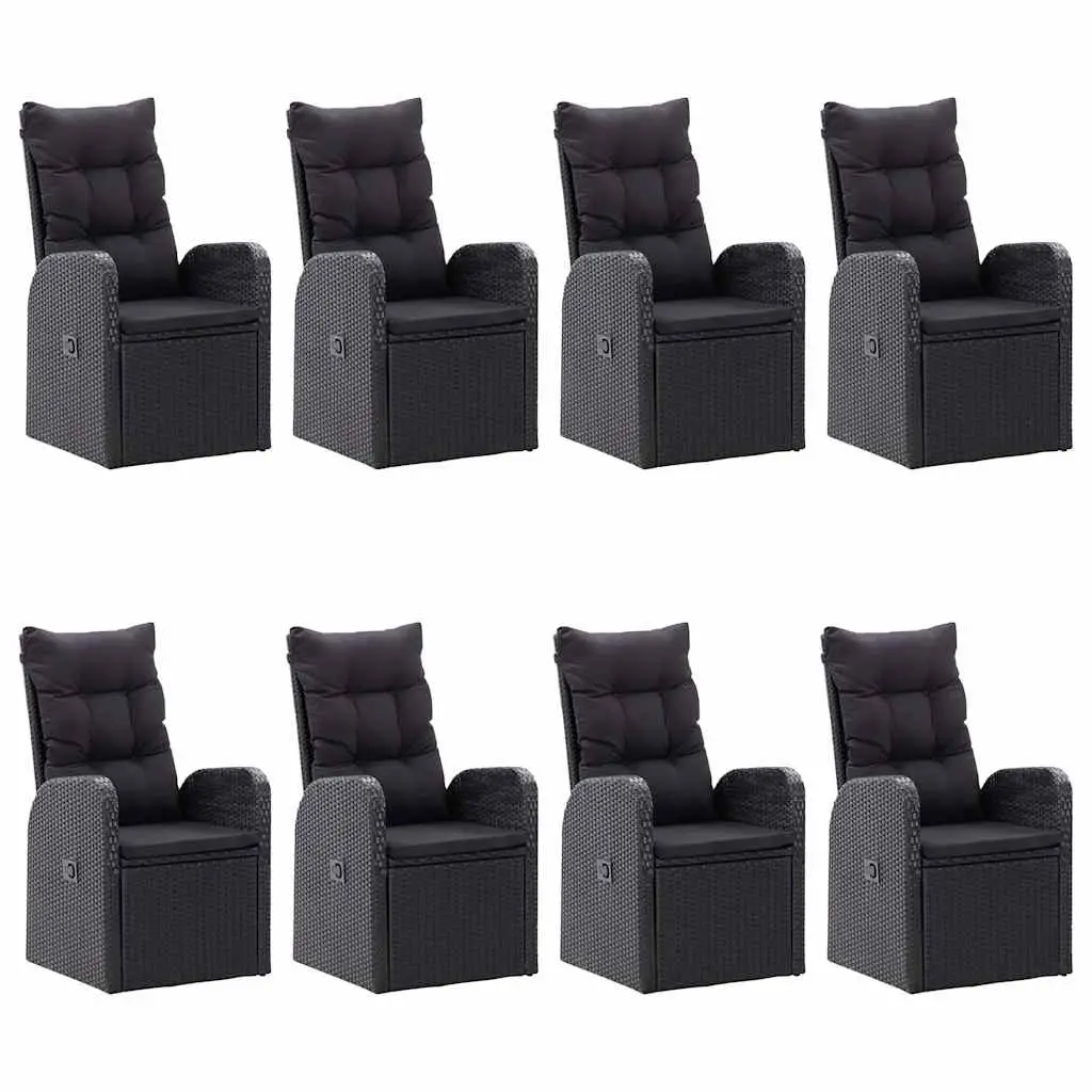 Garden Dining Set Outdoor Furniture 9 Piece Table Chairs Black Rattan