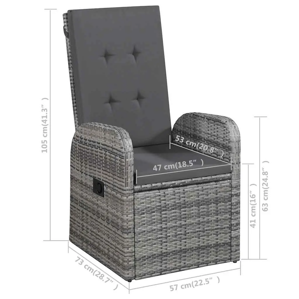 Garden Dining Set Outdoor 7 Piece Table Chairs Cushions Grey