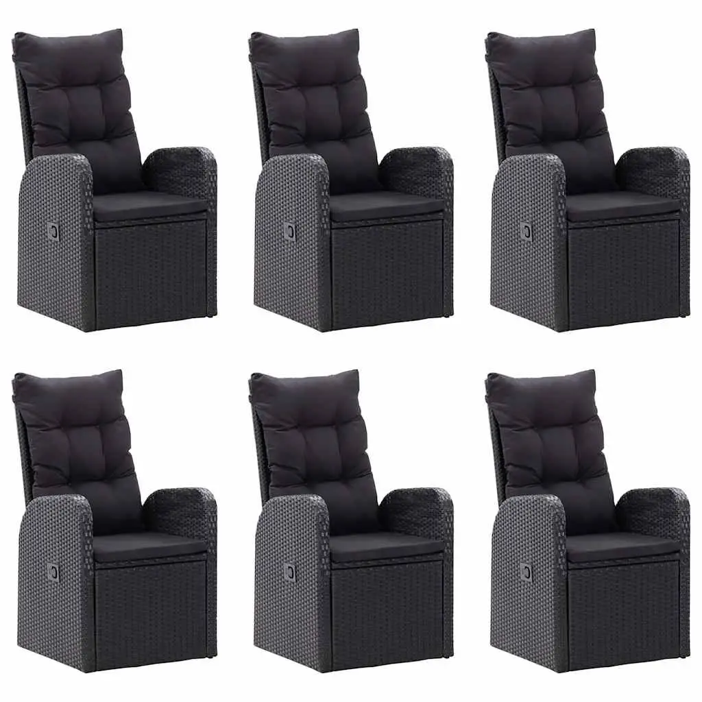Outdoor Dining Set 7 Piece Garden Furniture Black Table Chairs Cushions