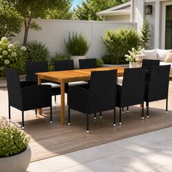 Specifications of 9 Piece Black Outdoor Garden Dining Set