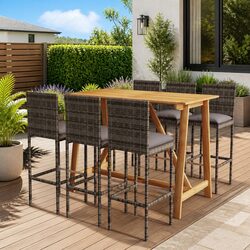 7 Piece Garden Bar Set Specifications: Grey Outdoor Furniture
