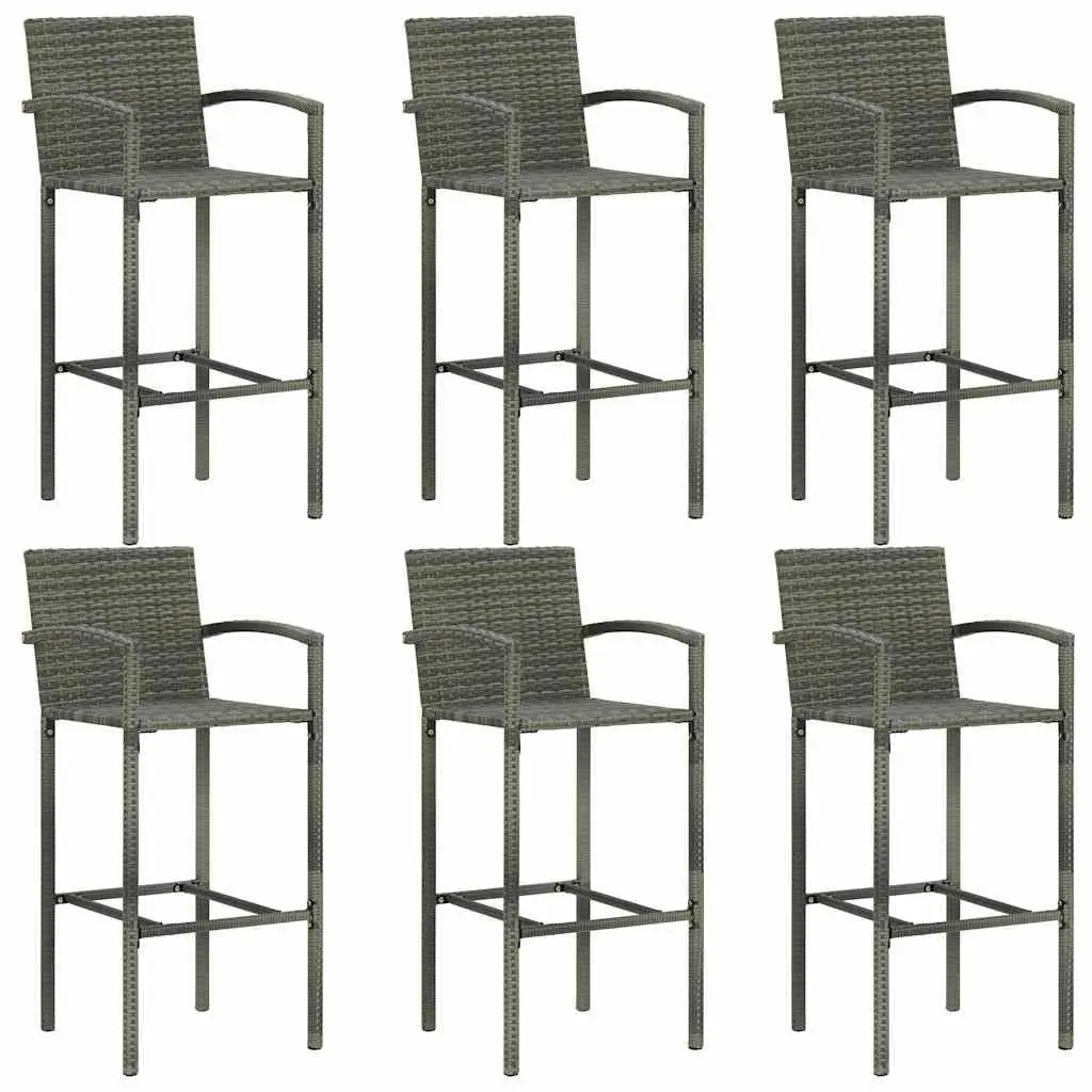 7 Piece Garden Bar Set Grey Outdoor Patio Furniture Table Stools Rattan