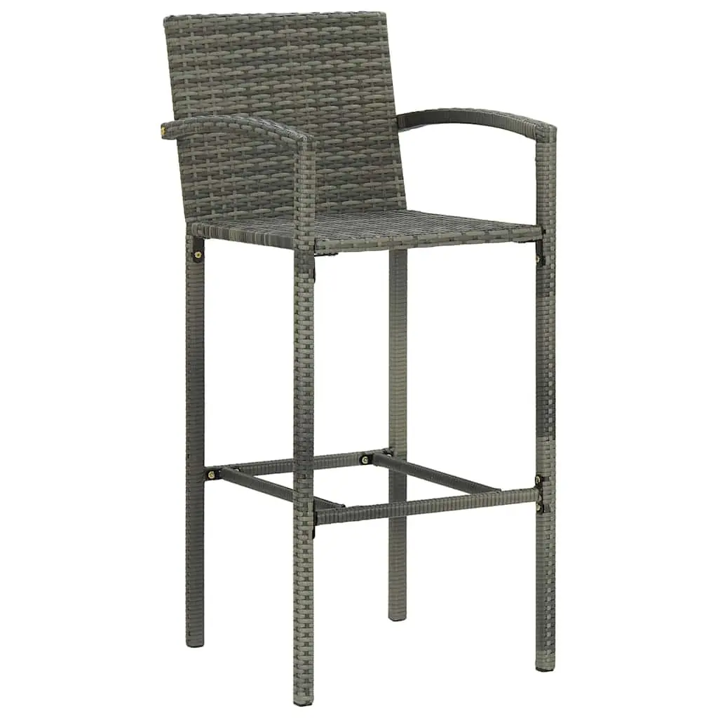 7 Piece Garden Bar Set Grey Outdoor Patio Furniture Table Stools Rattan