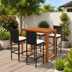 Specifications of Black 5 Piece Garden Bar Set with Cushions