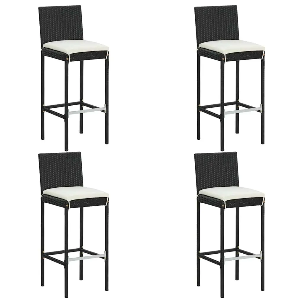 5 Piece Garden Bar Set with Cushions Outdoor Patio Furniture Black