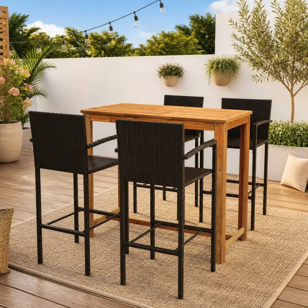 Garden Bar Set Outdoor Use 5 Piece Brown