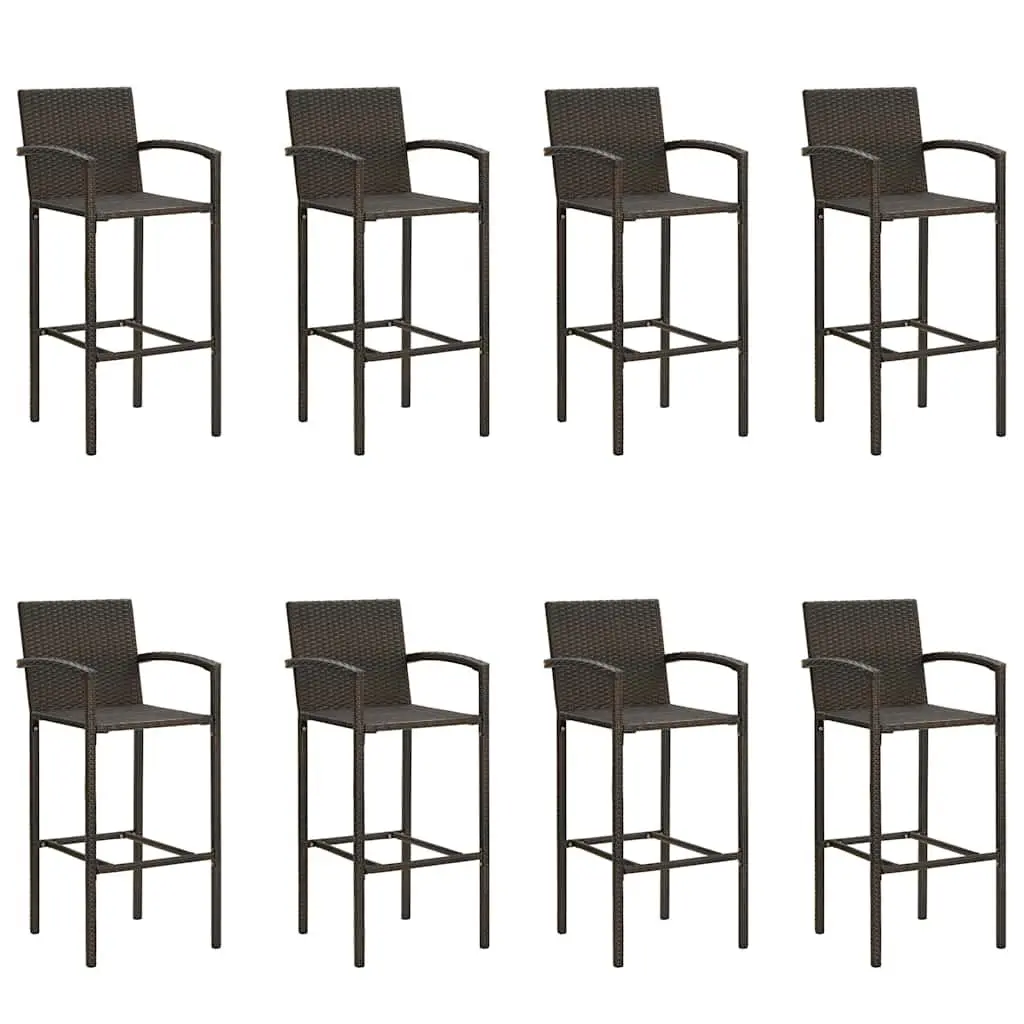 Garden Bar Set Outdoor Patio Furniture 9 Piece Brown Rattan Stools Table