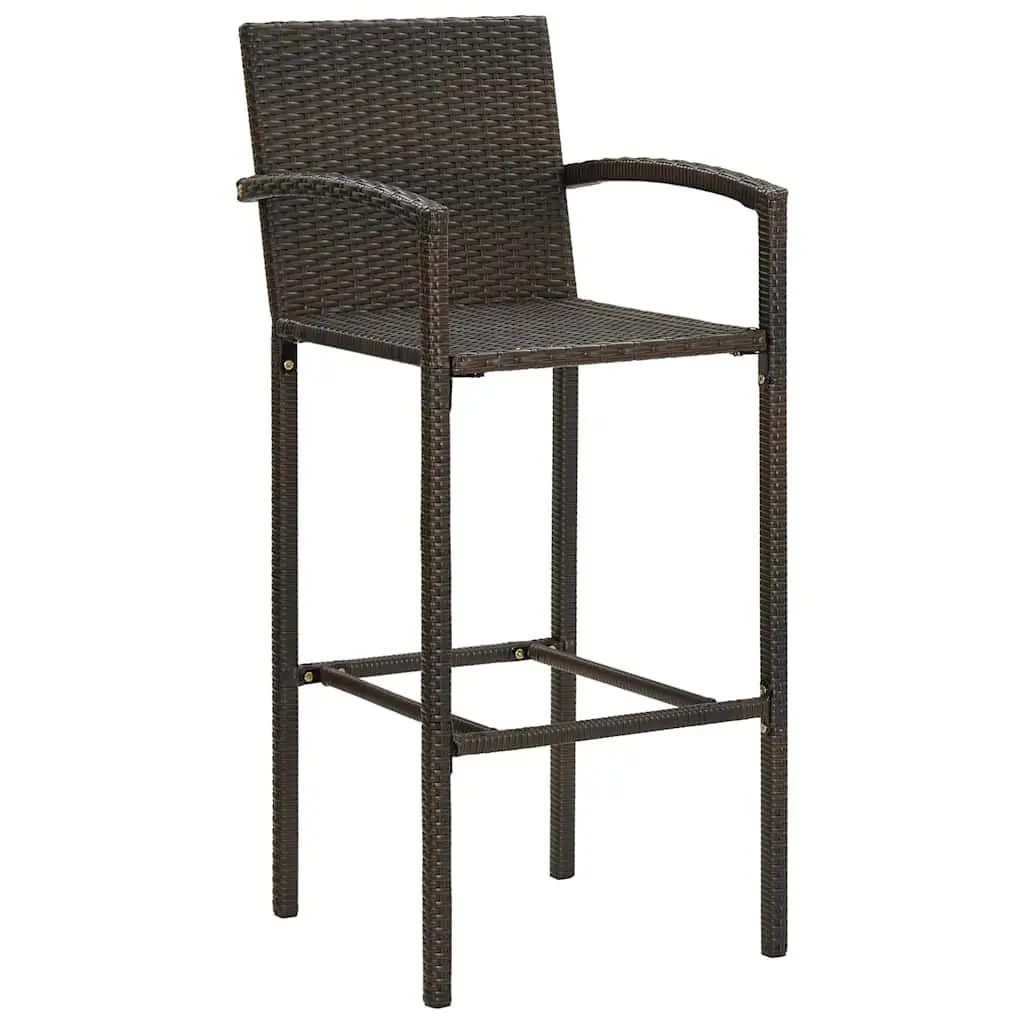 Garden Bar Set Outdoor Patio Furniture 9 Piece Brown Rattan Stools Table