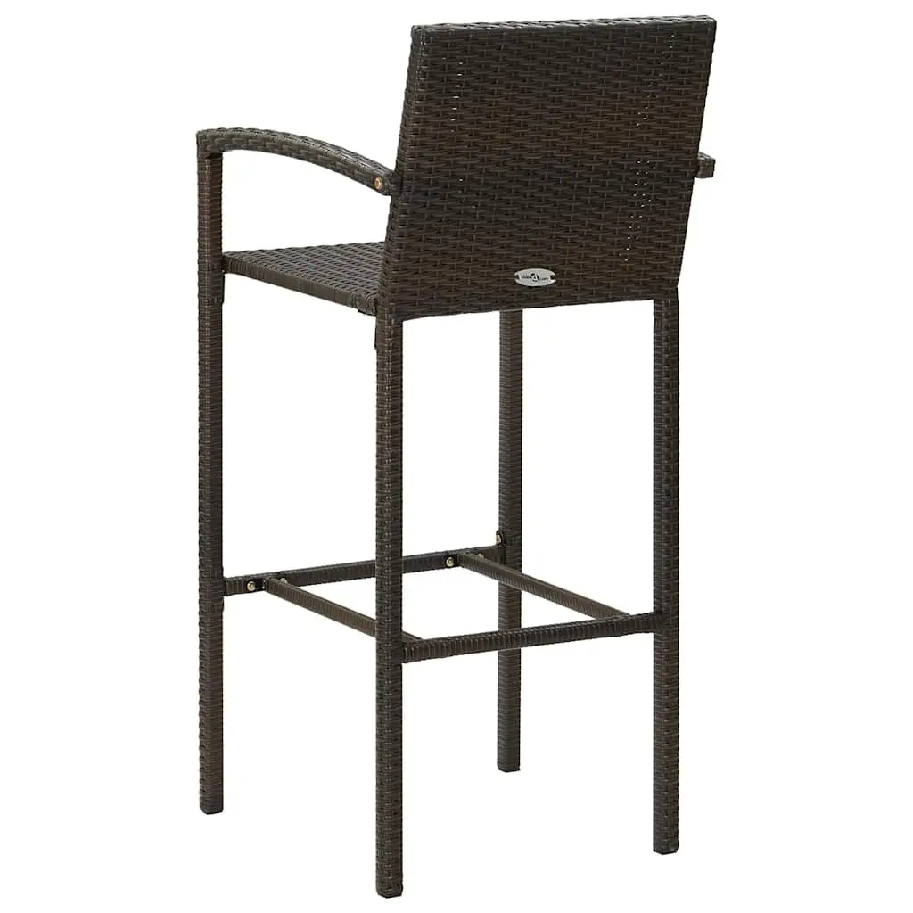 Garden Bar Set Outdoor Patio Furniture 9 Piece Brown Rattan Stools Table