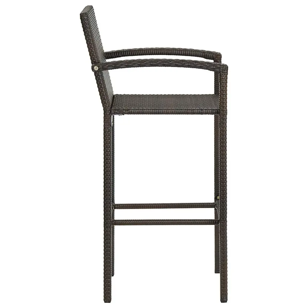 Garden Bar Set Outdoor Patio Furniture 9 Piece Brown Rattan Stools Table