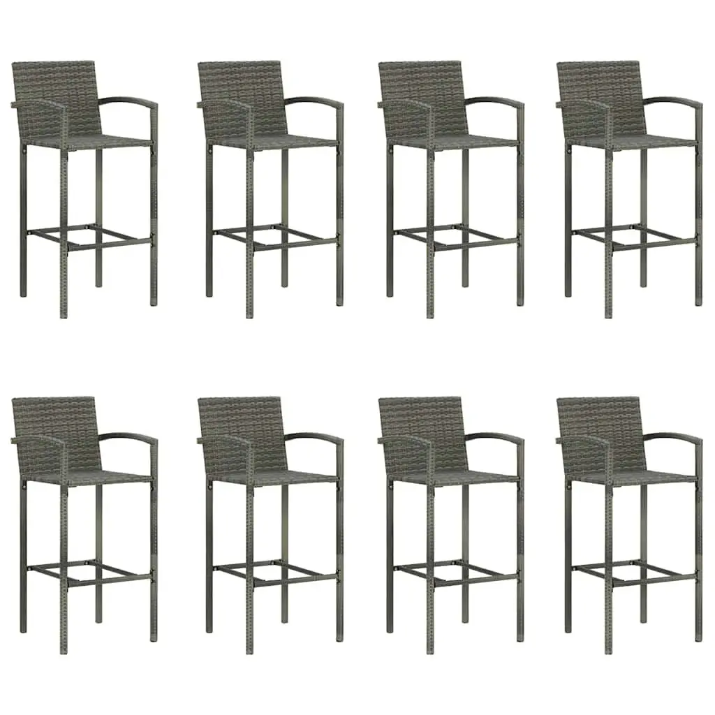 Outdoor Patio Furniture Set 9 Piece Grey Dining Table and Bar Stools for Garden Use