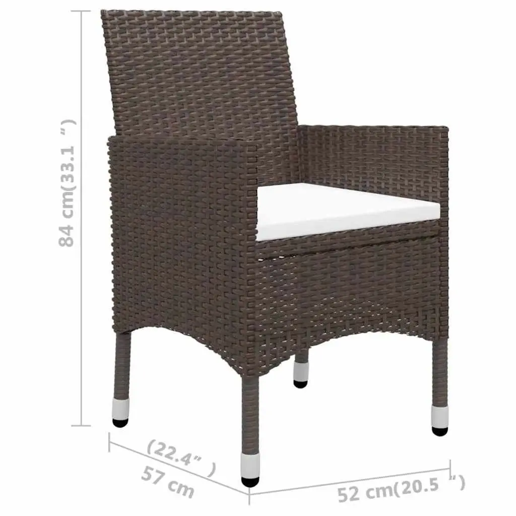 5 Piece Garden Dining Set Outdoor Use Brown Acacia Wood Steel Frame PE Rattan Chairs