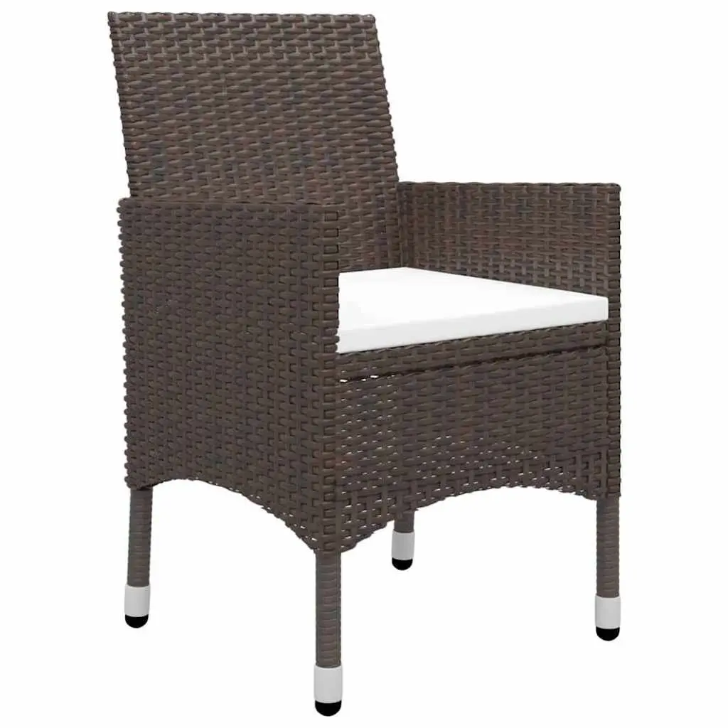 5 Piece Garden Dining Set Outdoor Use Brown Acacia Wood Steel Frame PE Rattan Chairs