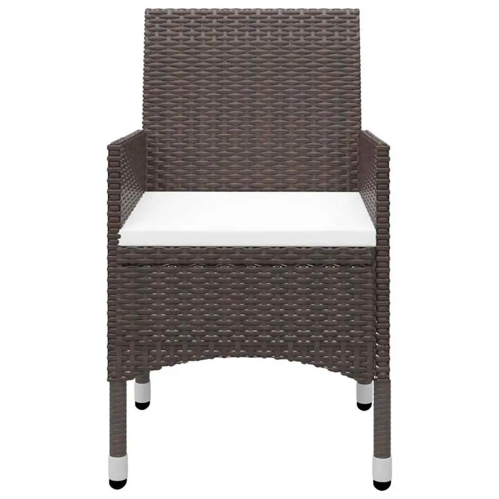 5 Piece Garden Dining Set Outdoor Use Brown Acacia Wood Steel Frame PE Rattan Chairs