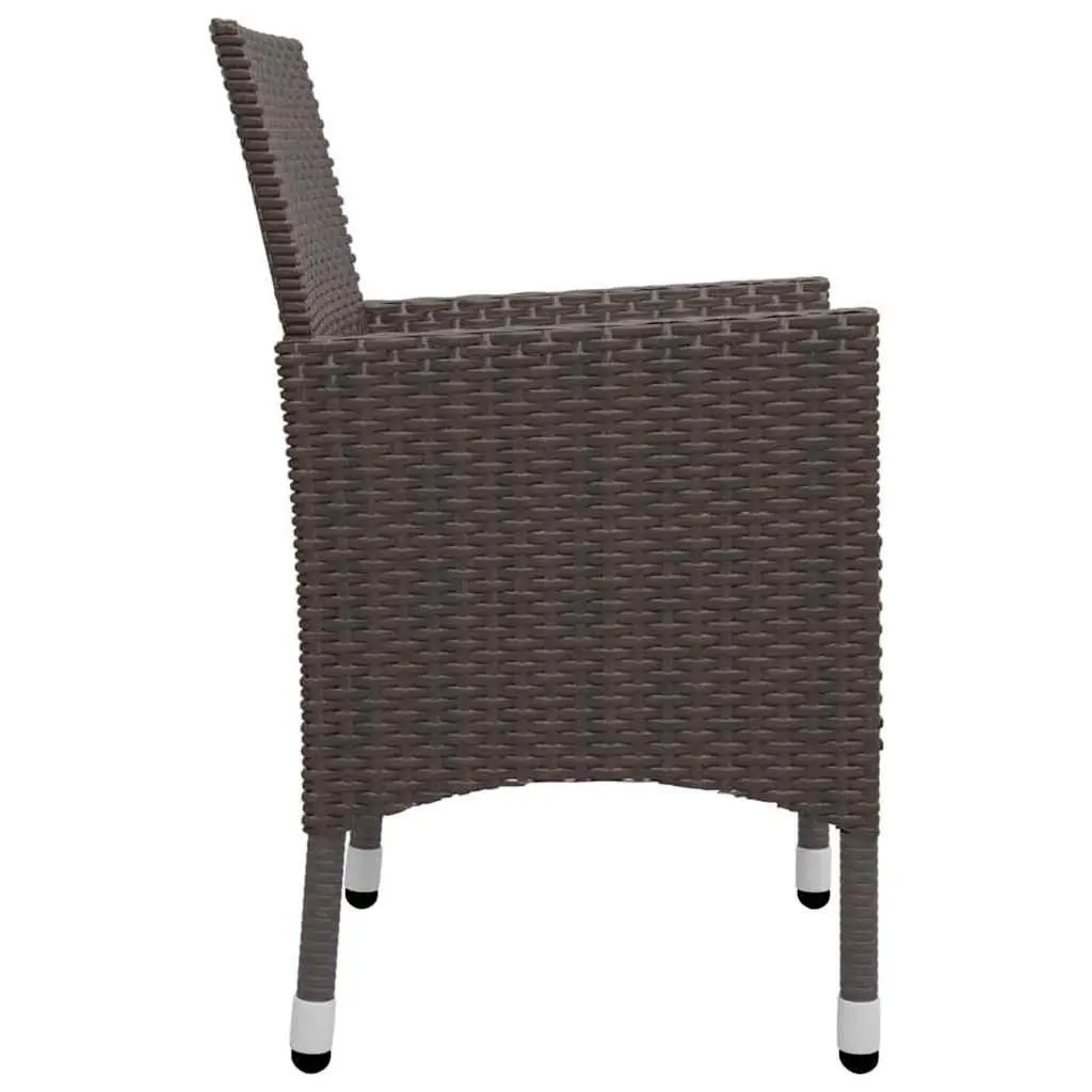 5 Piece Garden Dining Set Outdoor Use Brown Acacia Wood Steel Frame PE Rattan Chairs