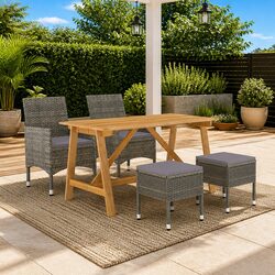 5-Piece Grey Outdoor Garden Dining Set Specifications