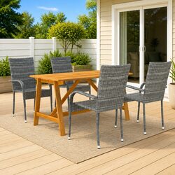 5 Piece Garden Dining Set Outdoor Table Chairs Patio Furniture Grey
