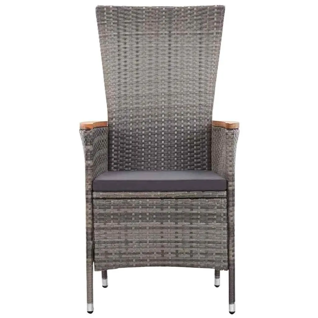 5 Piece Garden Dining Set Outdoor Use Grey Acacia Wood Table Rattan Chairs