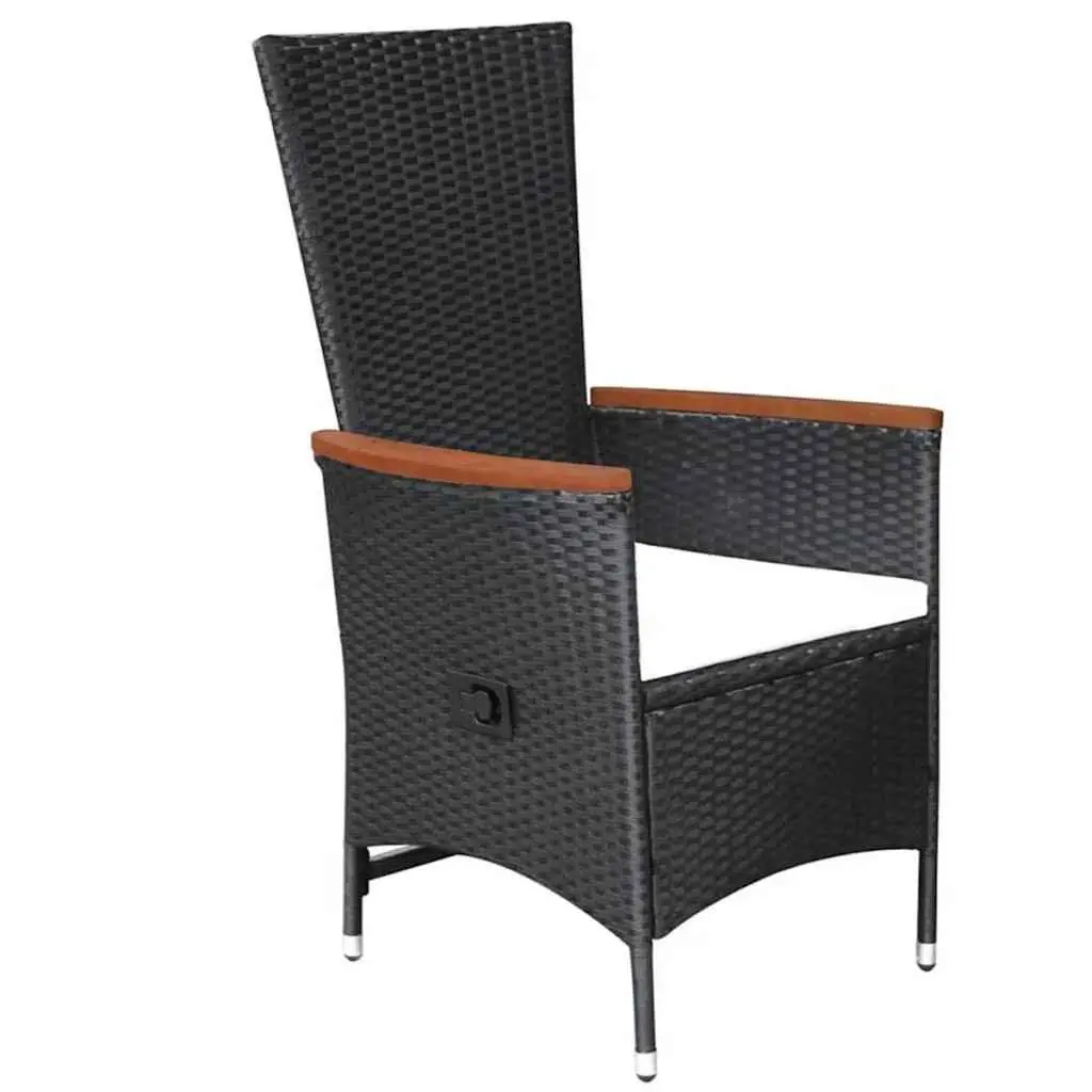 5 Piece Garden Dining Set Outdoor Table Chairs Reclining Backrest Black