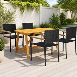 5 Piece Outdoor Table and Chair Set - Black Finish