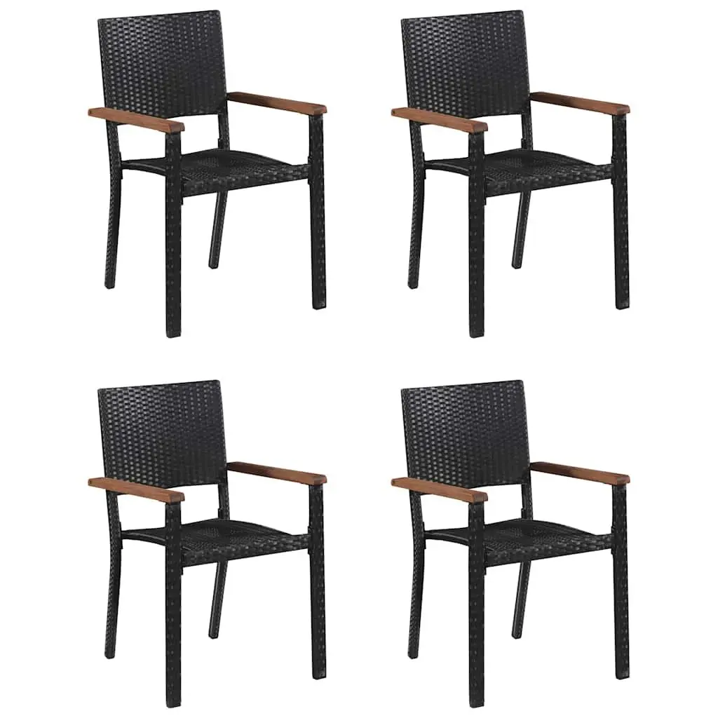 5 Piece Garden Dining Set Outdoor Use Black