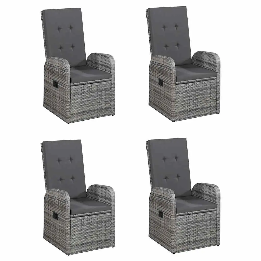 5 Piece Garden Dining Set Outdoor Use Grey Acacia Wood Rattan