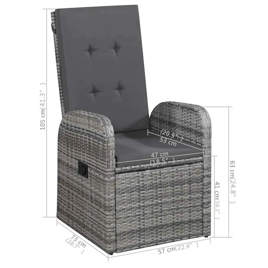 5 Piece Garden Dining Set Outdoor Use Grey Acacia Wood Rattan
