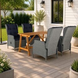 5-Piece Garden Dining Set - Grey Patio Furniture