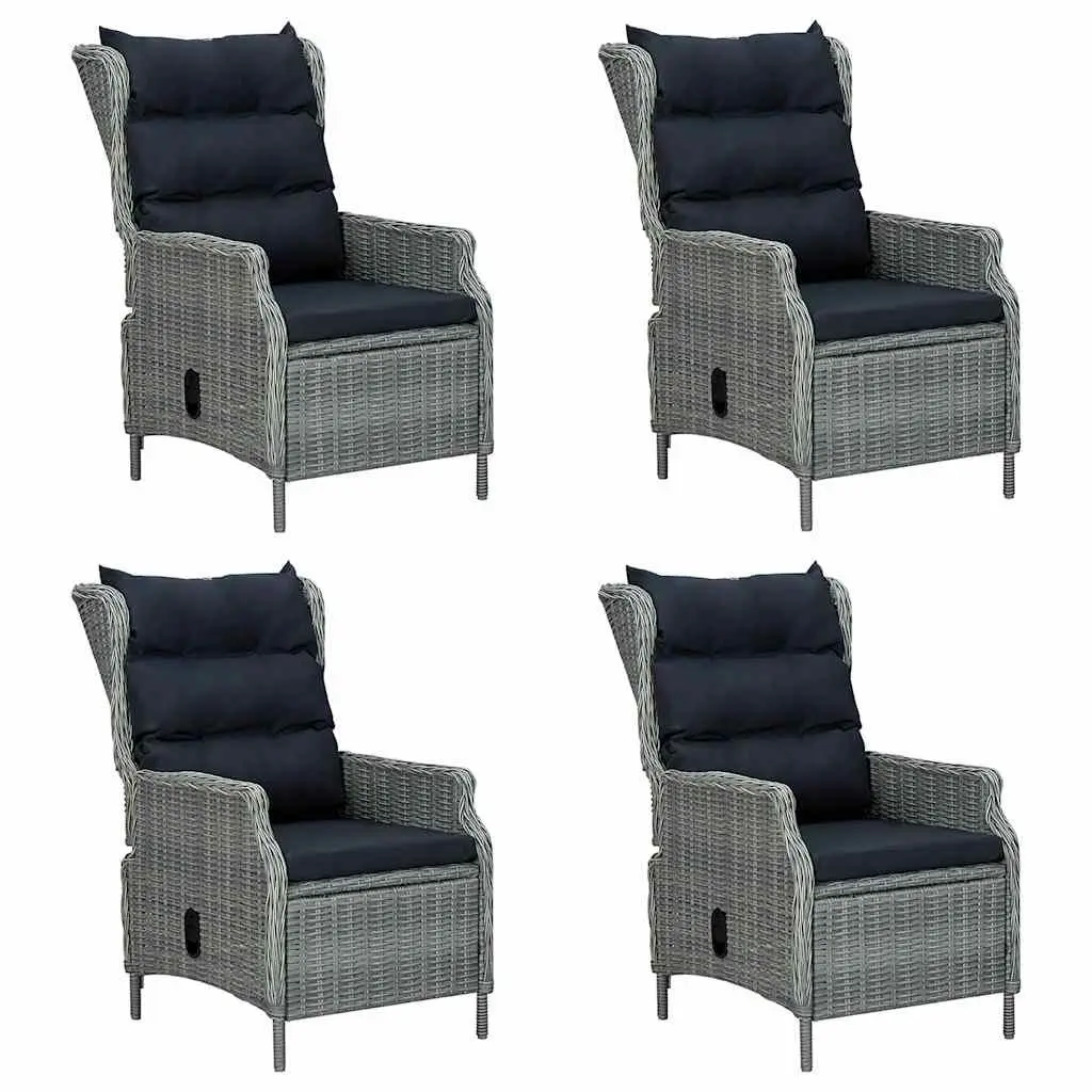 7 Piece Garden Dining Set Outdoor Table Chairs Stools Grey