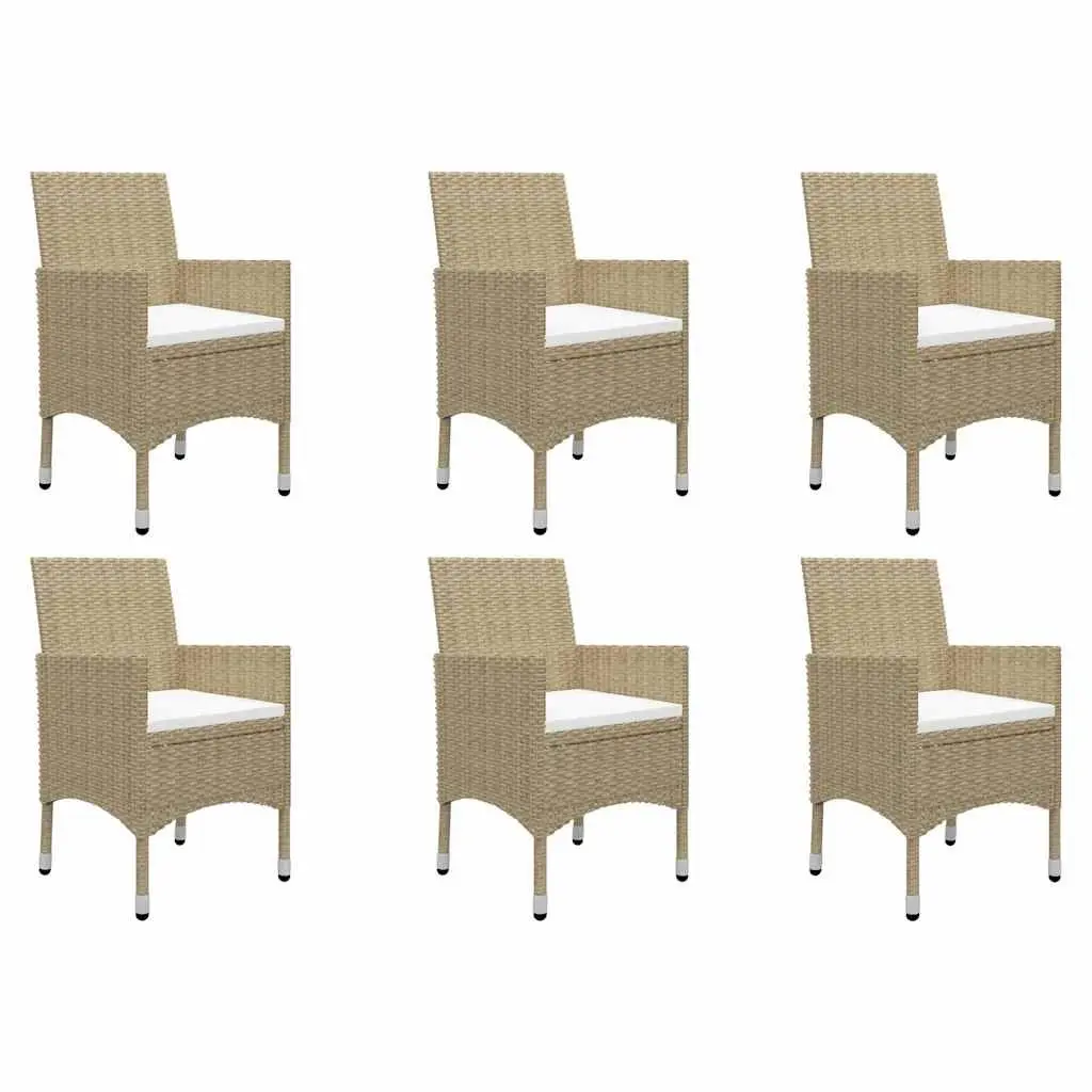 7 Piece Garden Dining Set Outdoor Furniture Beige Table Chairs Patio