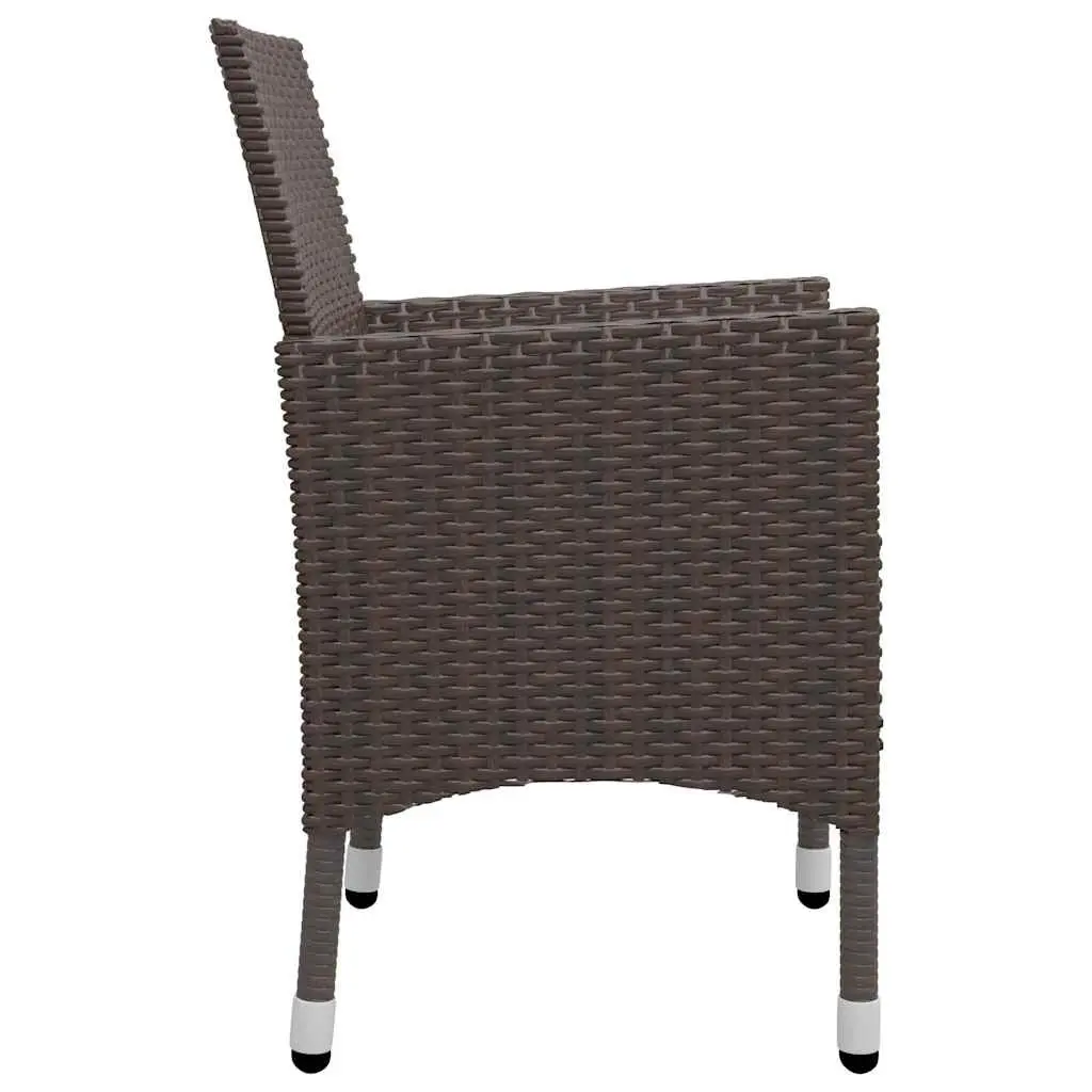 7 Piece Garden Dining Set Outdoor Use Brown Acacia Wood Steel Frame PE Rattan Chairs