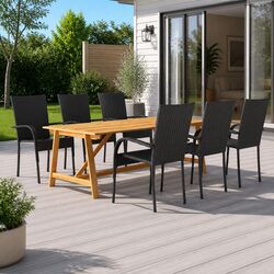 Specifications of 7 Piece Outdoor Dining Set - Acacia & Rattan