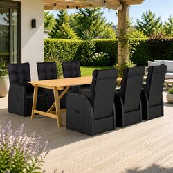 Detailed Specifications: 7 Piece Black Outdoor Dining Set