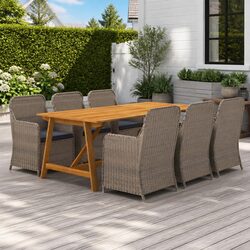 7 Piece Garden Dining Set Outdoor Patio Furniture Brown Table Chairs