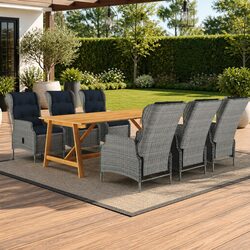Garden Dining Set 7 Piece Outdoor Table Chairs Grey Furniture Patio