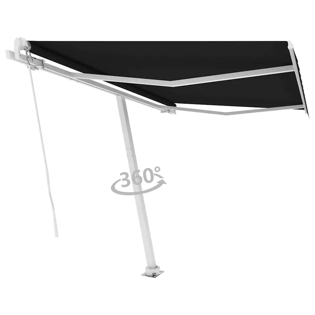 Freestanding Manual Retractable Awning Outdoor Patio 300x250 cm Anthracite