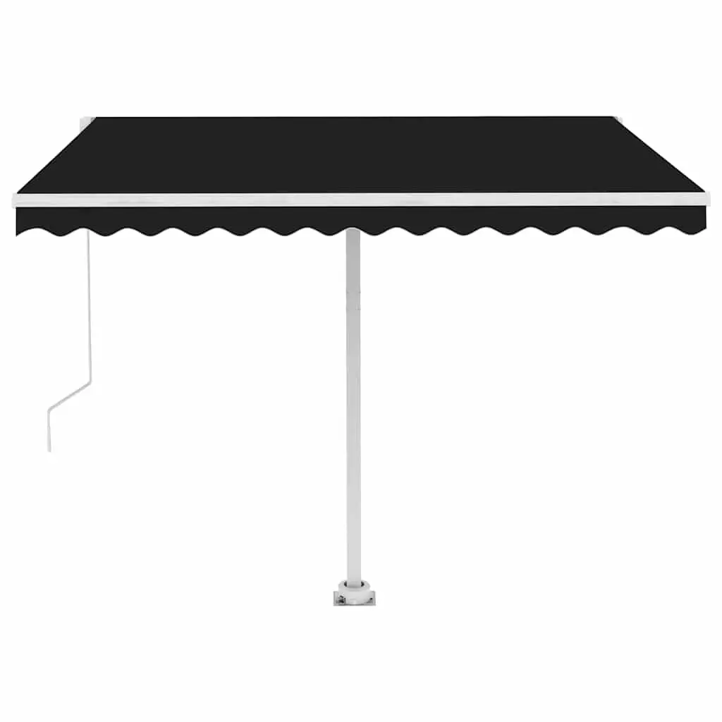 Freestanding Manual Retractable Awning Outdoor Patio 300x250 cm Anthracite