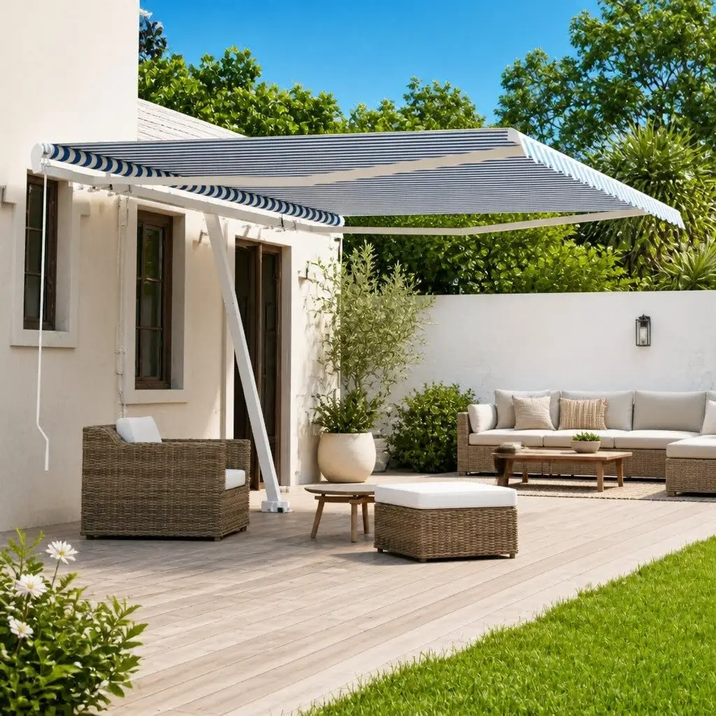Retractable Awning Outdoor Patio 400x300cm Blue
