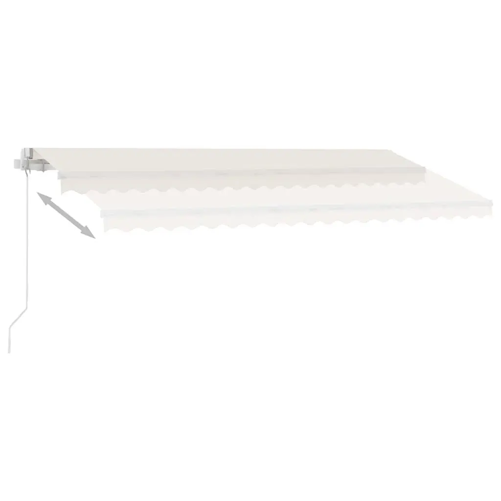 Retractable Freestanding Awning Cream 400x300cm for Outdoor Patio Shade with Adjustable Angle and Hand Crank Operation