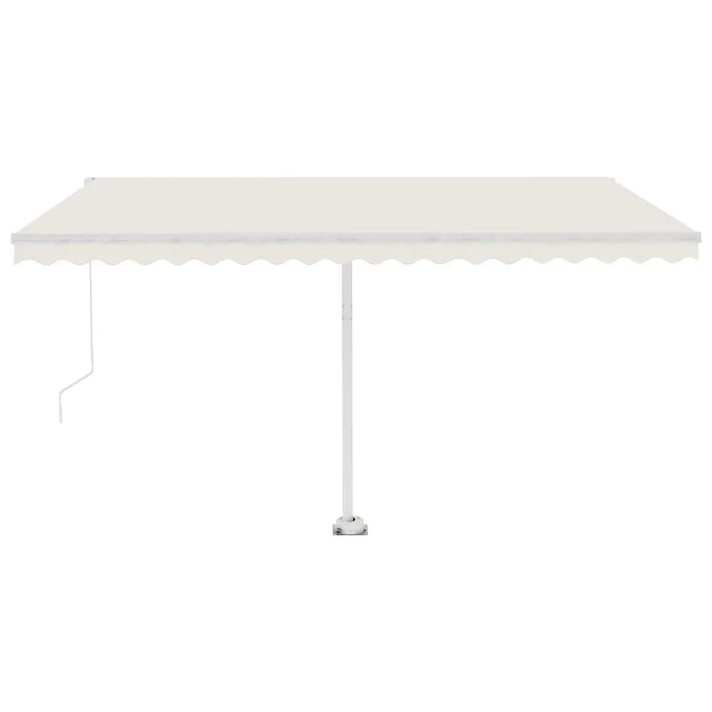 Retractable Freestanding Awning Cream 400x300cm for Outdoor Patio Shade with Adjustable Angle and Hand Crank Operation