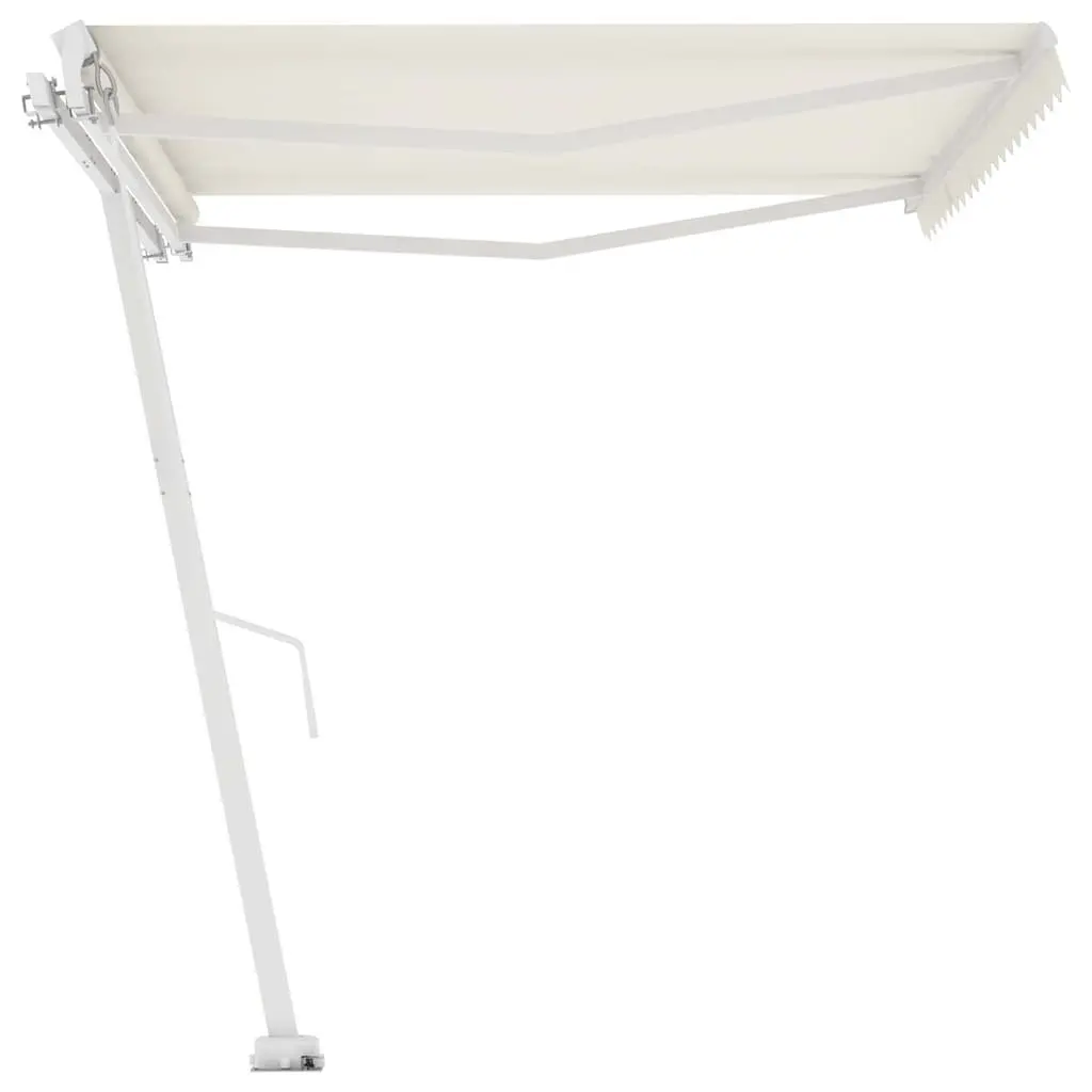 Retractable Freestanding Awning Cream 400x300cm for Outdoor Patio Shade with Adjustable Angle and Hand Crank Operation