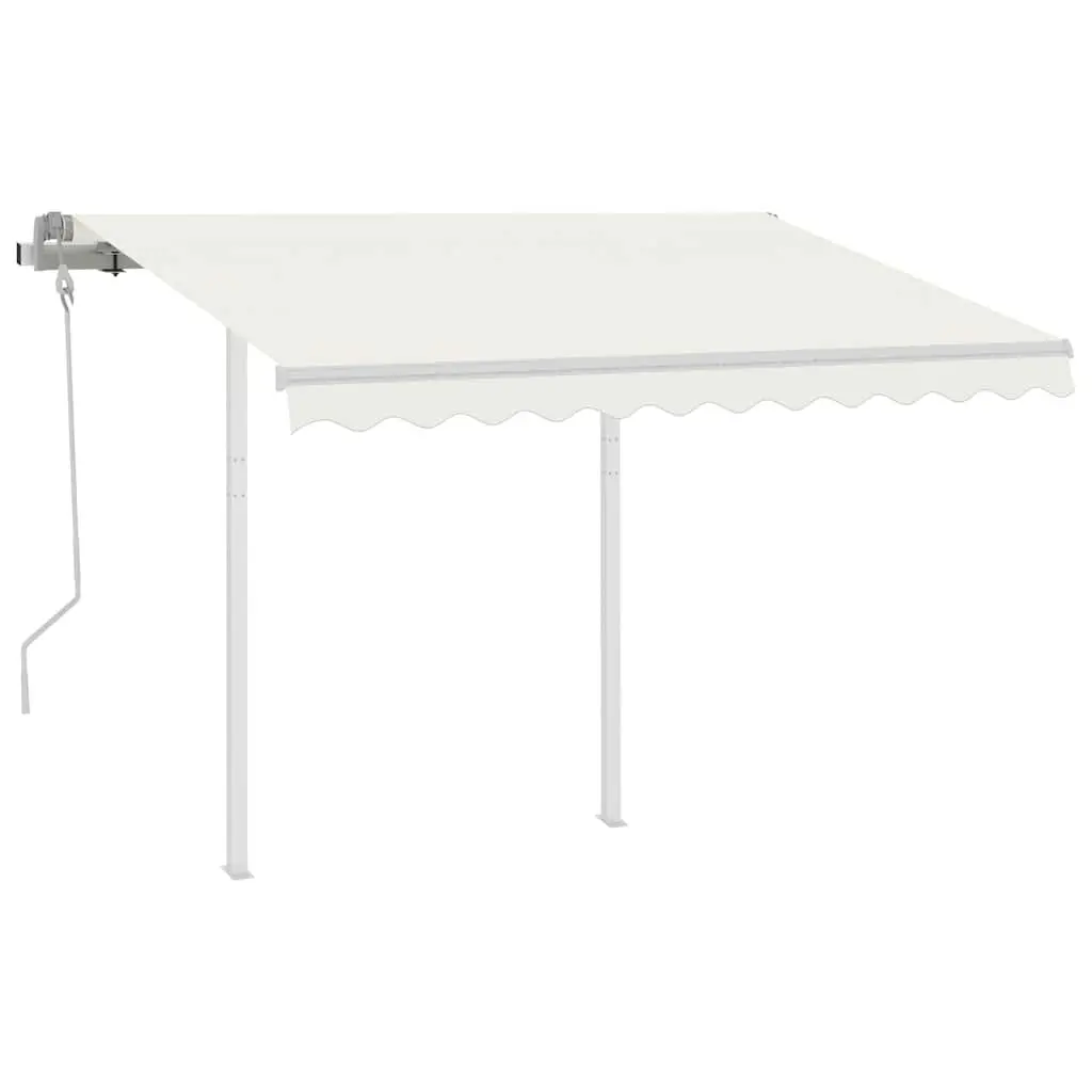 Manual Retractable Awning Patio Outdoor Garden Shade 3x2.5m Cream Adjustable