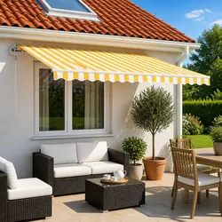 Retractable Awning Specs: 3x2.5m Yellow White