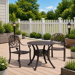 3-Piece Cast Aluminium Bistro Set with Umbrella Hole