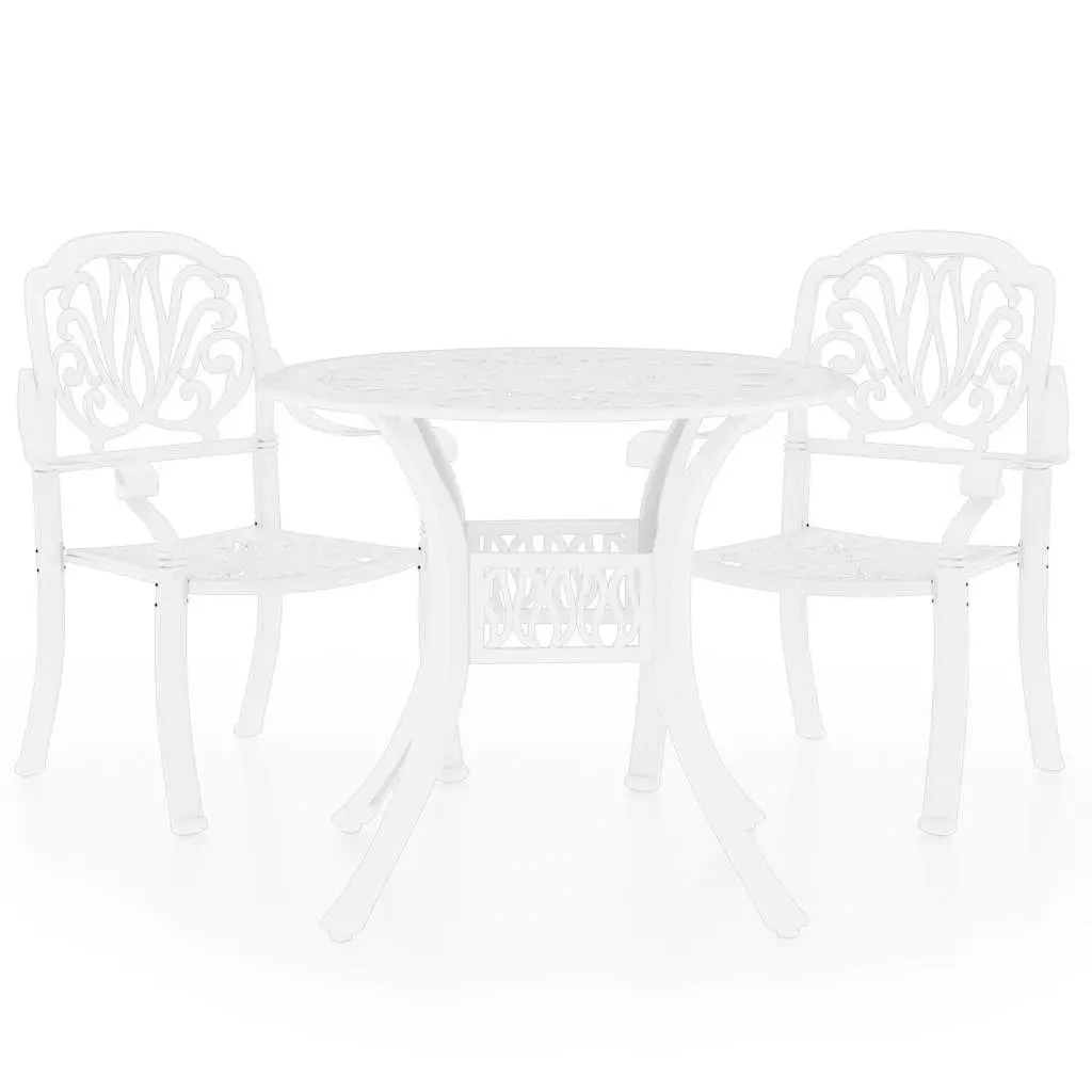 3-Piece White Cast Aluminium Bistro Set