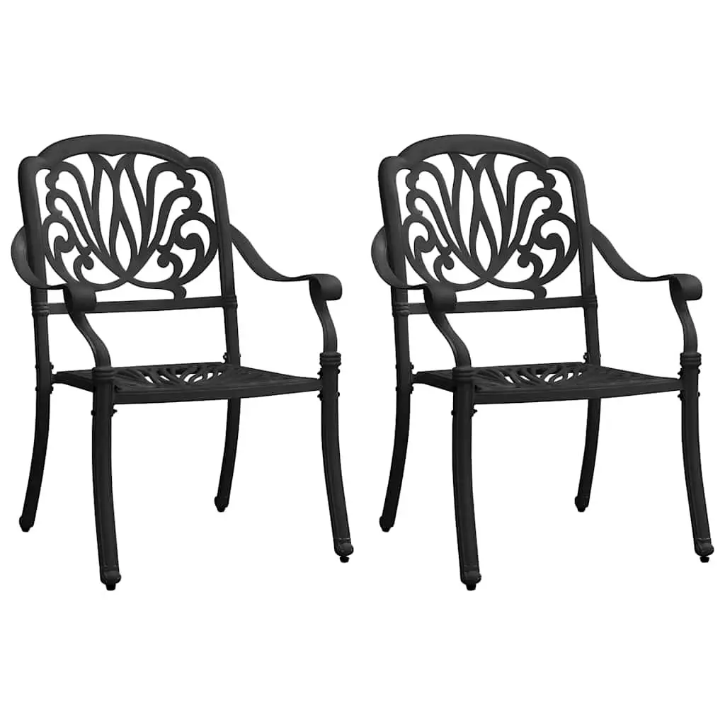 3 Piece Outdoor Bistro Set Patio Garden Black Cast Aluminium Table Chairs