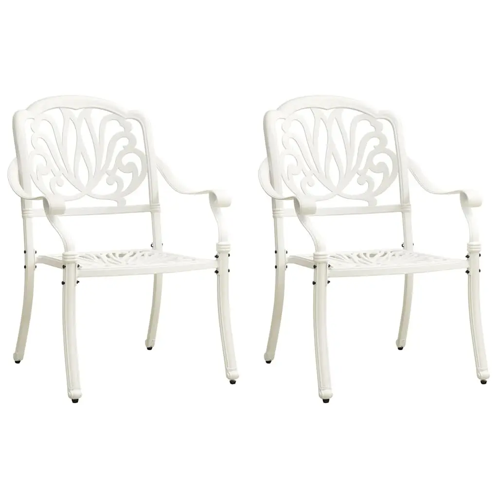 3 Piece Bistro Set Outdoor Garden Furniture Cast Aluminium White Patio Table