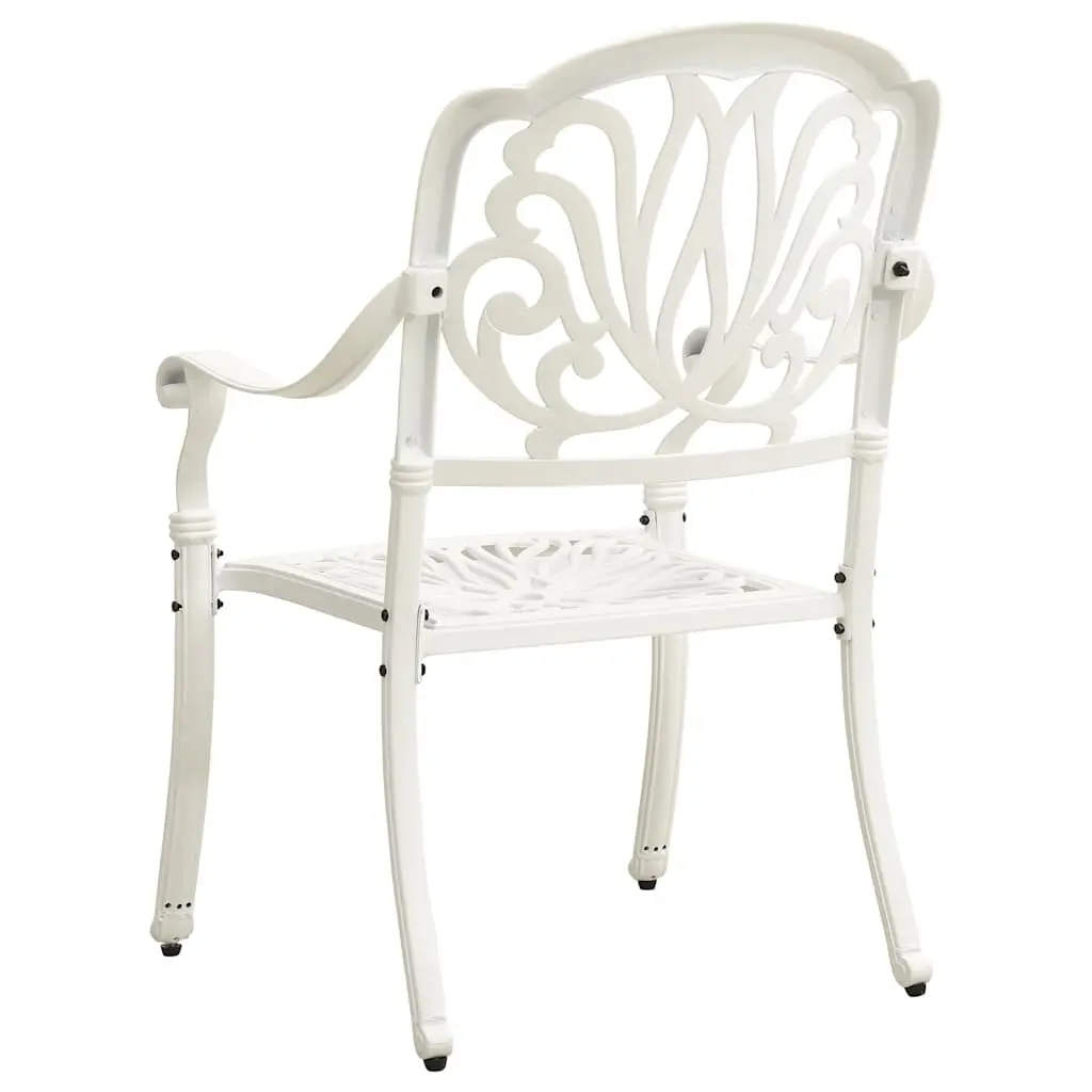 3 Piece Bistro Set Outdoor Garden Furniture Cast Aluminium White Patio Table